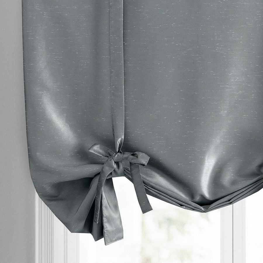 Strom Grey Vintage Textured Faux Dupioni Silk Tie-Up Window Shade