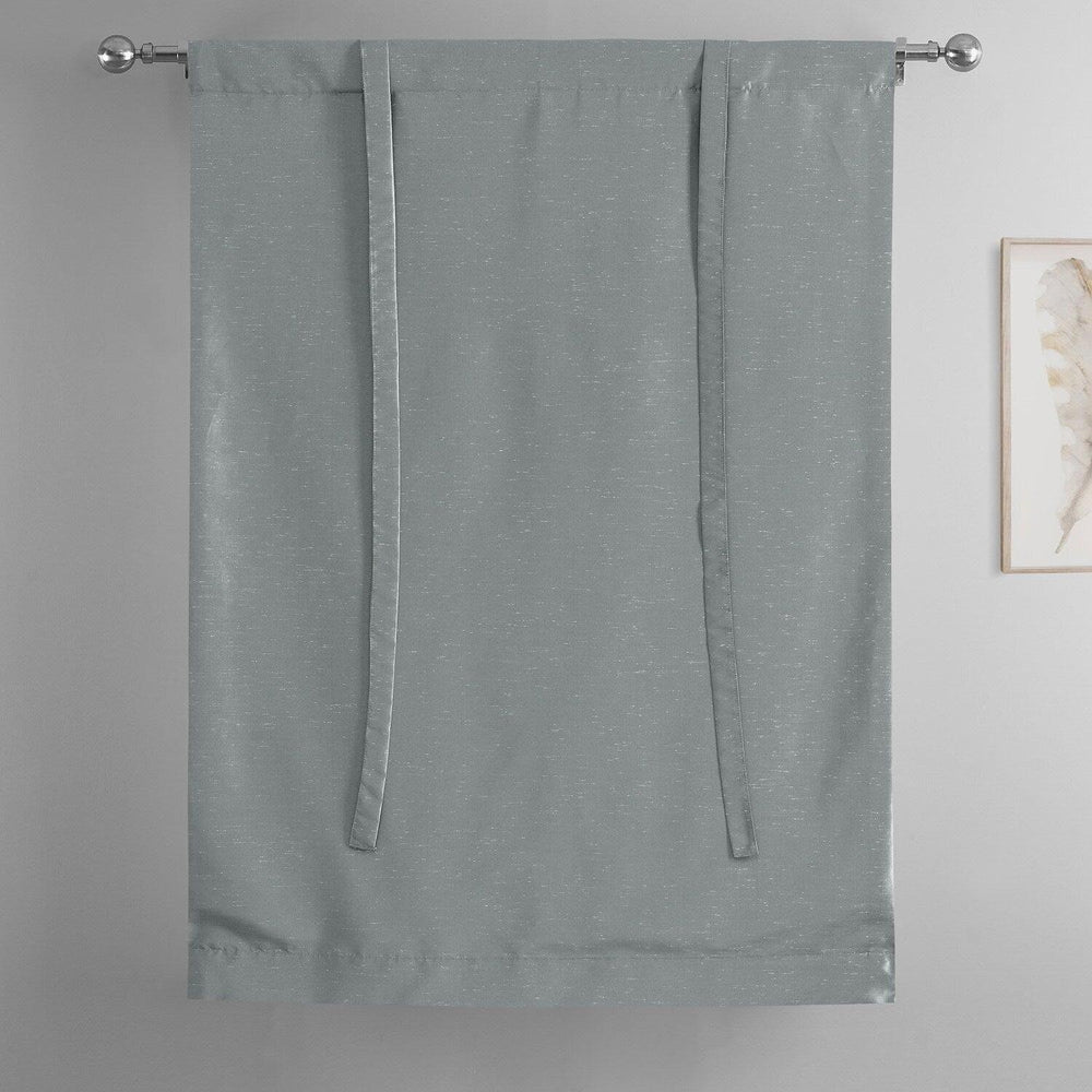 Strom Grey Vintage Textured Faux Dupioni Silk Tie-Up Window Shade