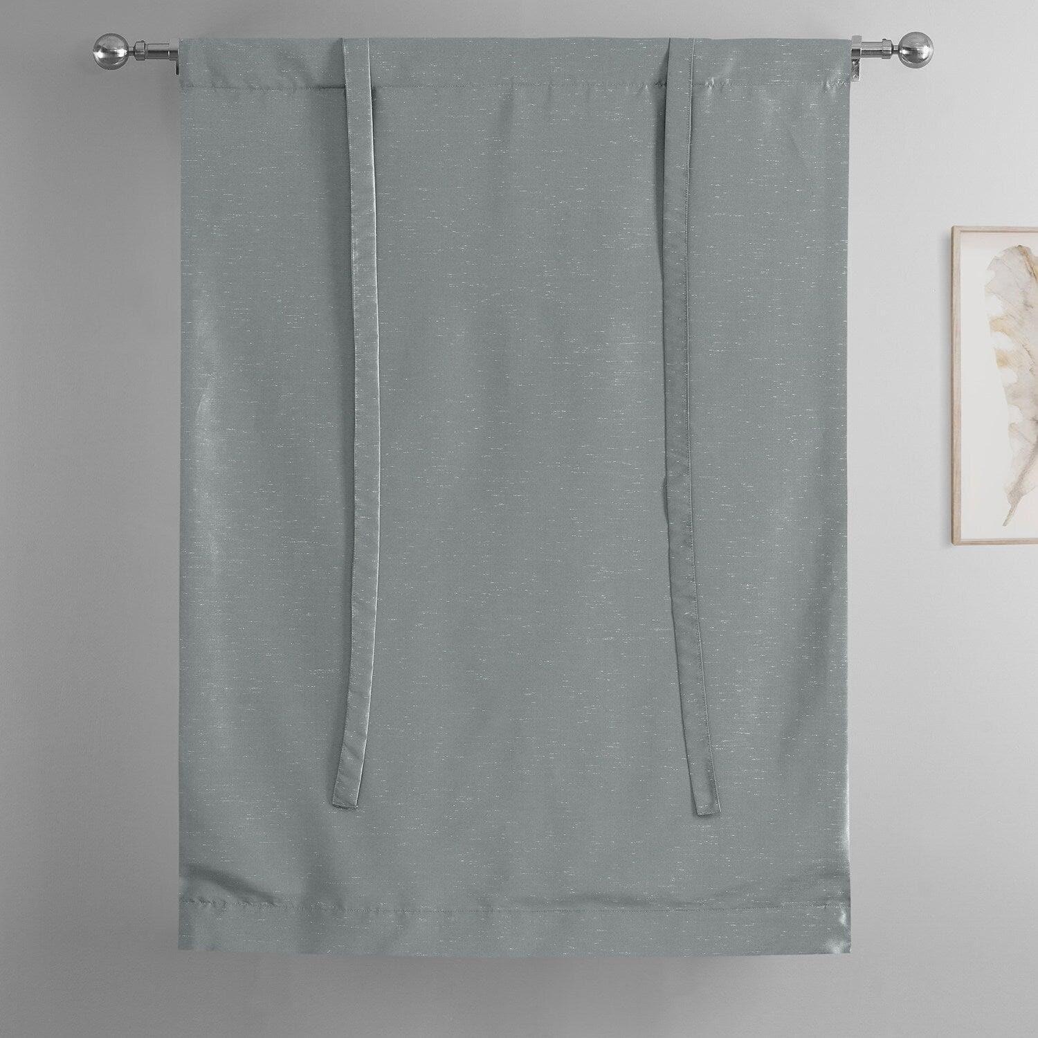 Strom Grey Vintage Textured Faux Dupioni Silk Tie-Up Window Shade