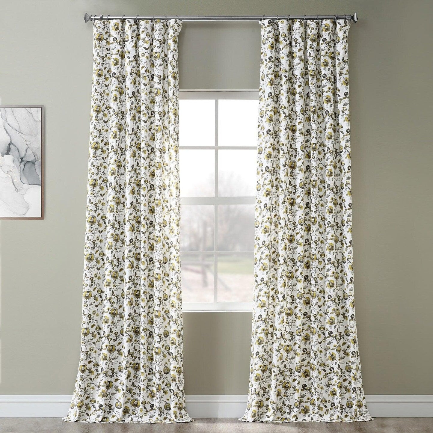 Madison Gold & Grey Digital Printed Cotton Twill Curtain
