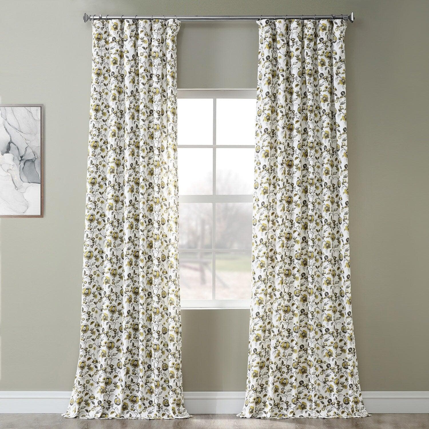 Madison Gold & Grey Digital Printed Cotton Twill Curtain