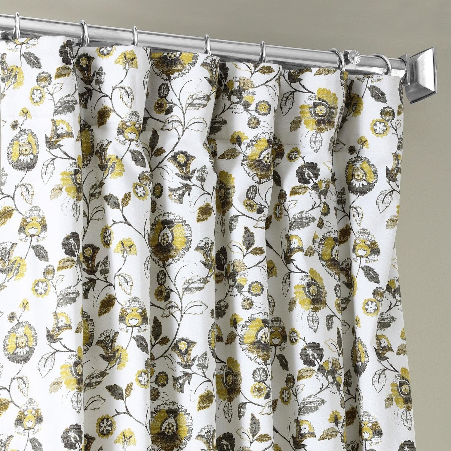 Madison Gold & Grey Digital Printed Cotton Twill Curtain