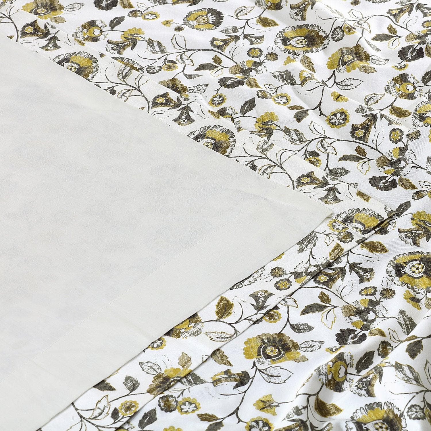Madison Gold & Grey Digital Printed Cotton Twill Curtain
