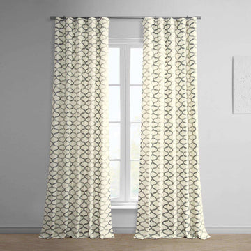 Illusions Silver Grey Printed Cotton Curtain - HalfPriceDrapes.com