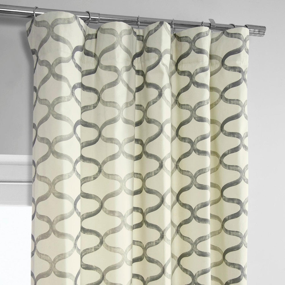 Illusions Silver Grey Printed Cotton Curtain - HalfPriceDrapes.com