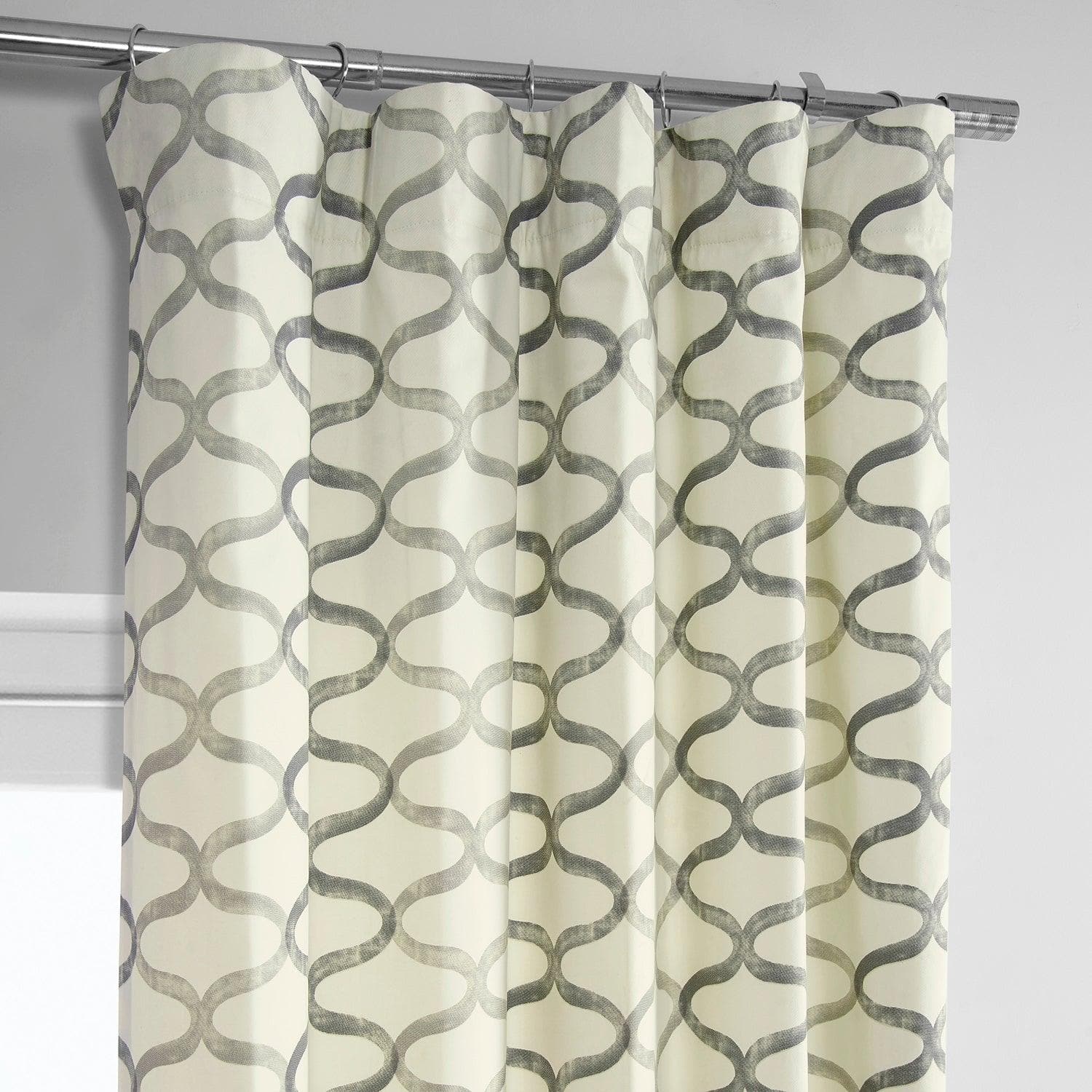 Illusions Silver Grey Printed Cotton Curtain - HalfPriceDrapes.com