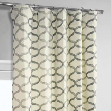 Illusions Silver Grey Printed Cotton Curtain - HalfPriceDrapes.com