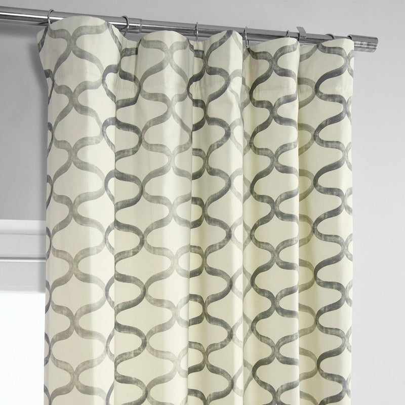 Illusions Silver Grey Printed Cotton Curtain - HalfPriceDrapes.com