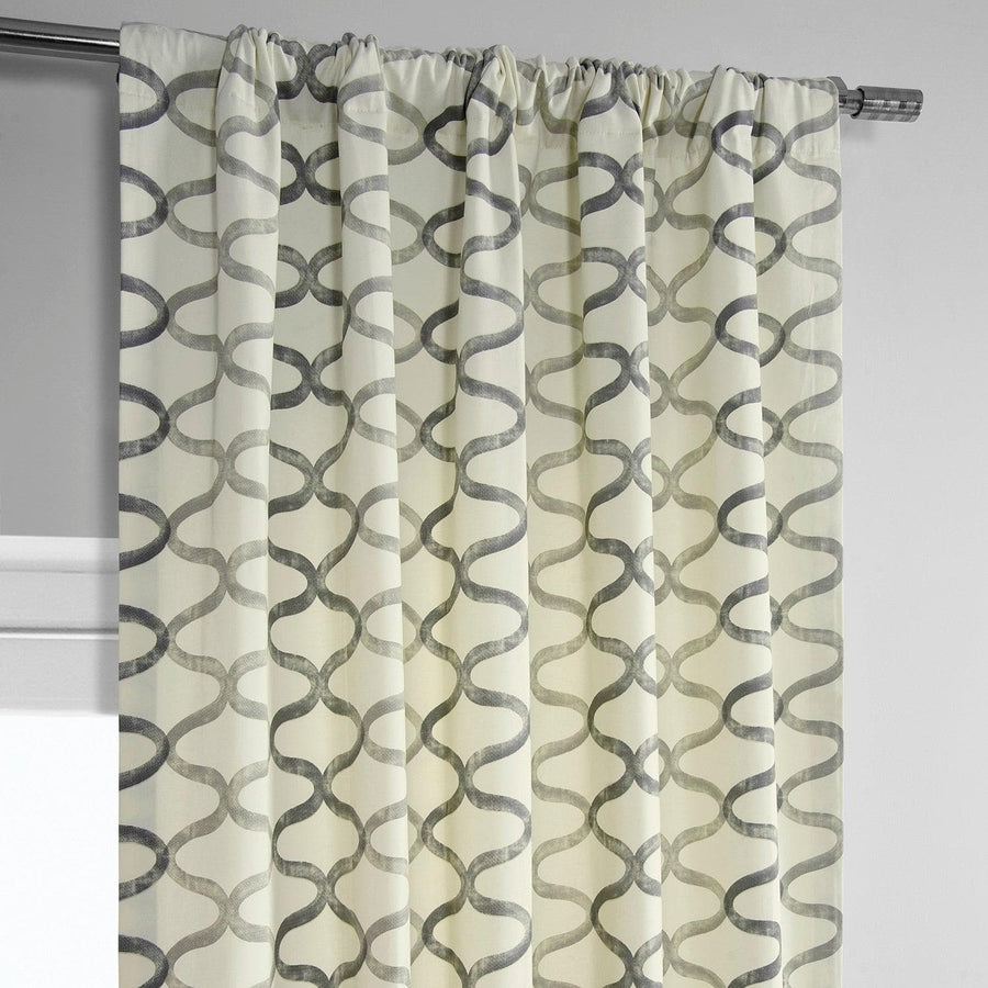 Illusions Silver Grey Printed Cotton Curtain - HalfPriceDrapes.com