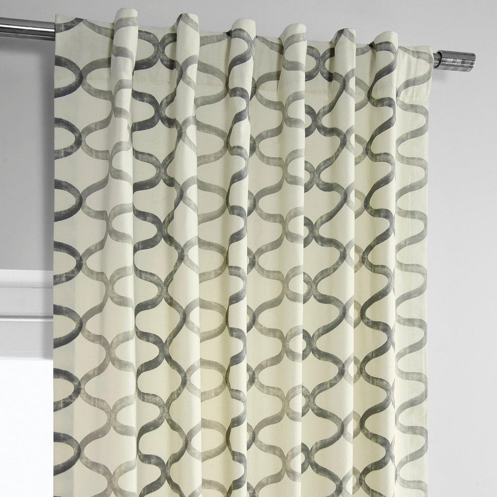 Illusions Silver Grey Printed Cotton Curtain - HalfPriceDrapes.com