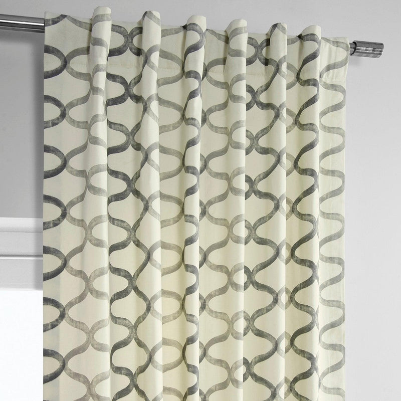 Illusions Silver Grey Printed Cotton Curtain - HalfPriceDrapes.com