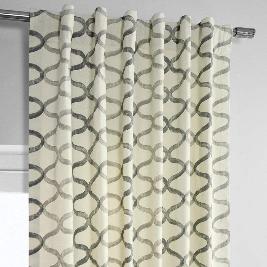 Illusions Silver Grey Printed Cotton Curtain - HalfPriceDrapes.com