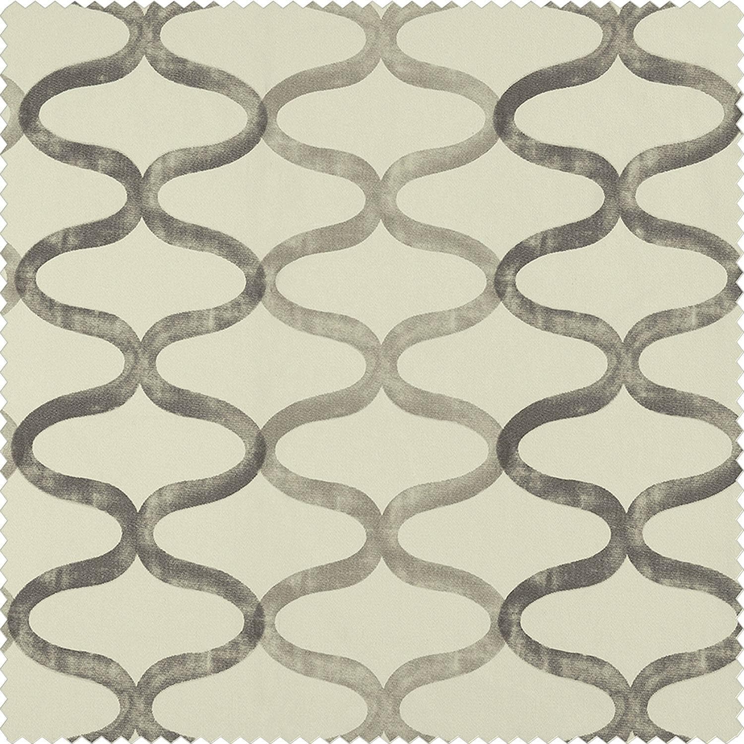 Illusions Silver Grey Printed Cotton Curtain