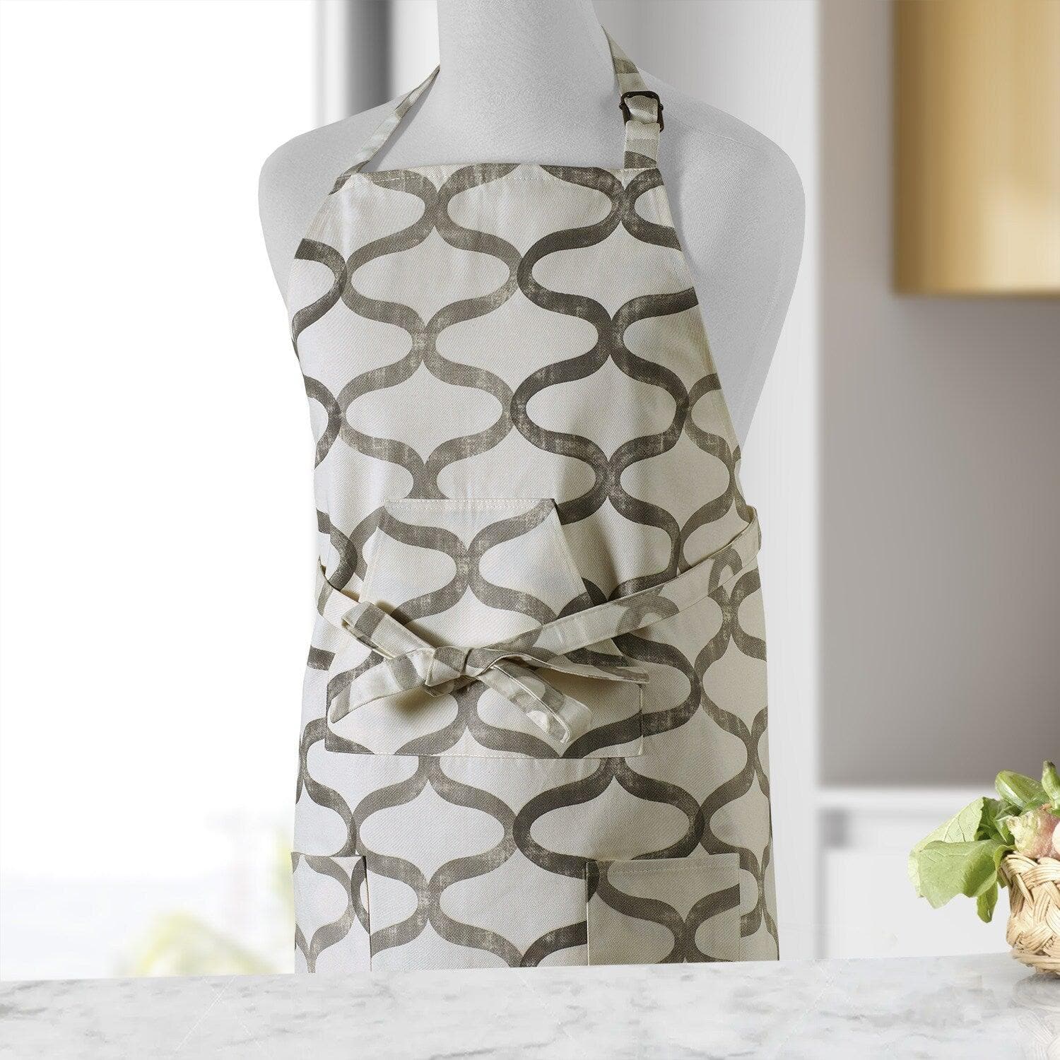 Illusions Silver Grey Printed Cotton Apron - HalfPriceDrapes.com