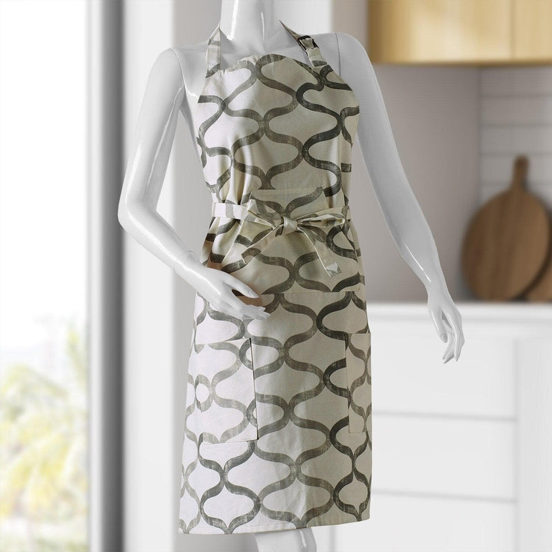 Illusions Silver Grey Printed Cotton Apron - HalfPriceDrapes.com