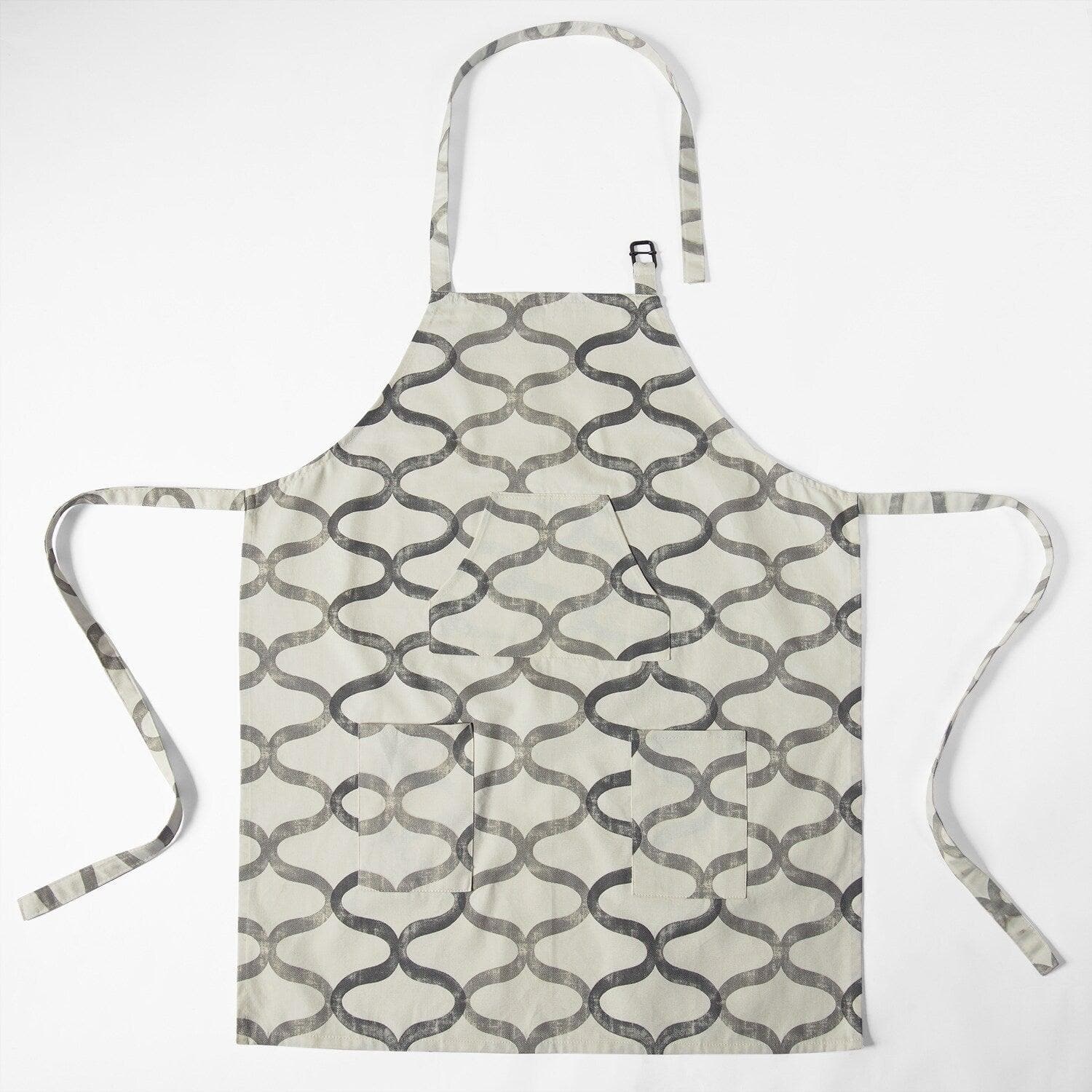 Illusions Silver Grey Printed Cotton Apron - HalfPriceDrapes.com