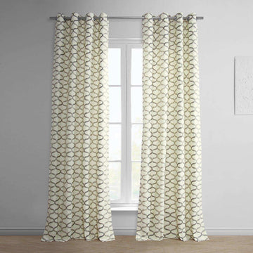 Illusions Silver Grey Grommet Printed Cotton Curtain - HalfPriceDrapes.com
