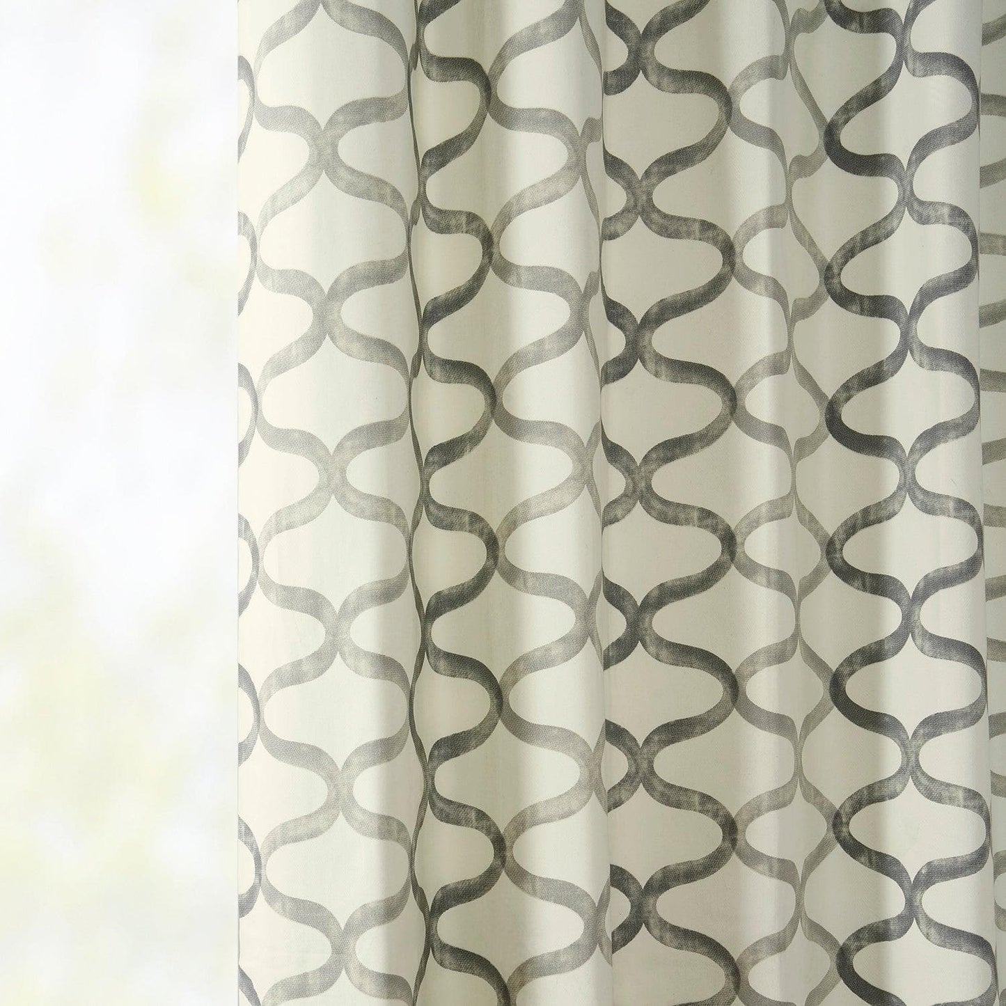 Illusions Silver Grey Grommet Printed Cotton Curtain - HalfPriceDrapes.com