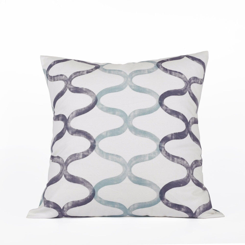 Illusion Aqua Blue Printed Cotton Cushion Covers - Pair (2 pcs.)