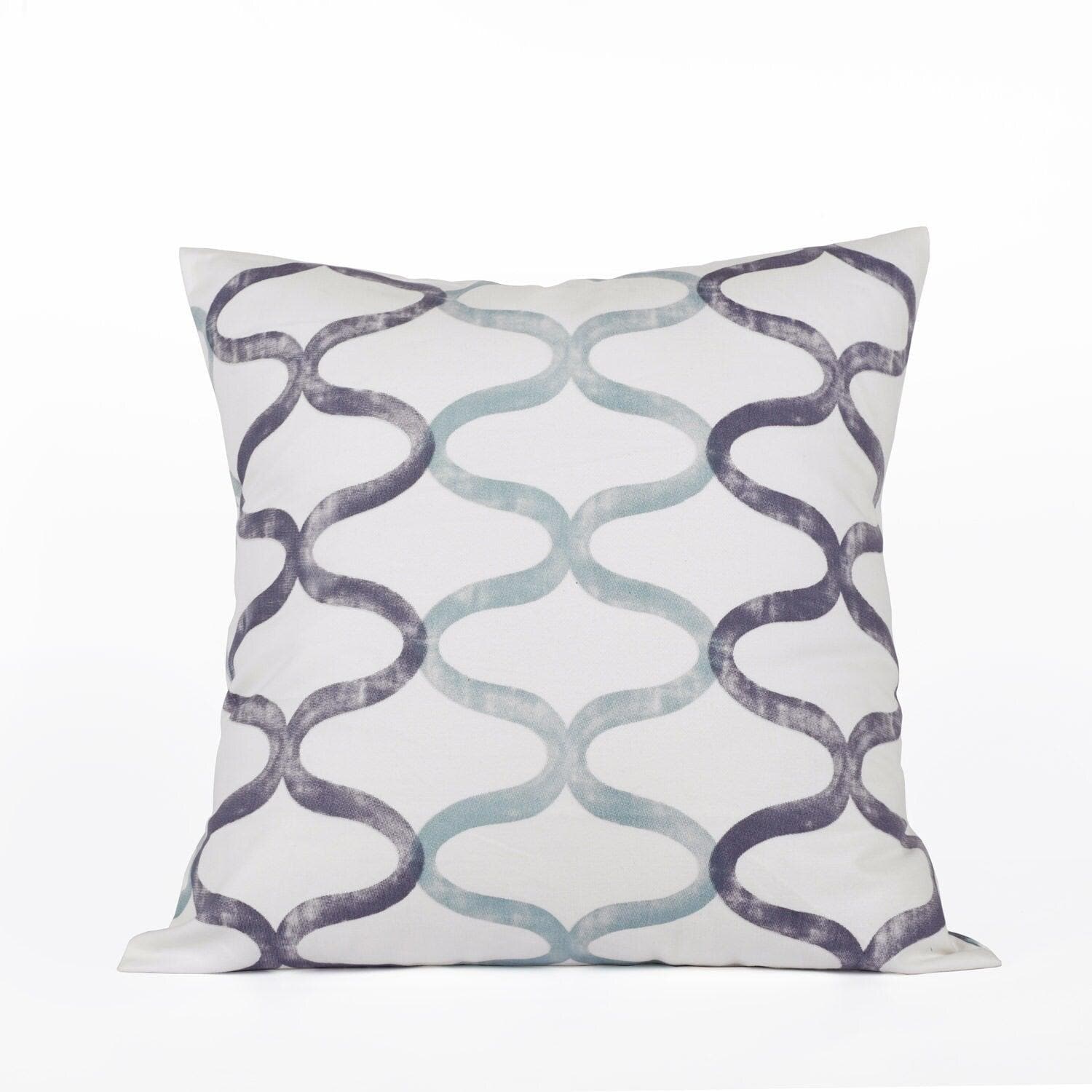 Illusion Aqua Blue Printed Cotton Cushion Covers - Pair (2 pcs.)