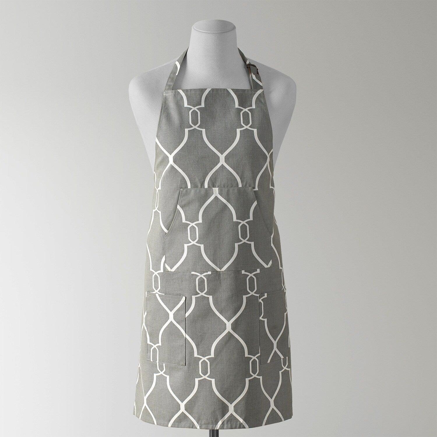 Aiden Grey Printed Cotton Apron - HalfPriceDrapes.com