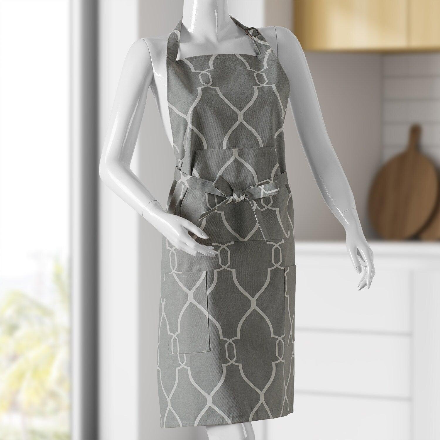 Aiden Grey Printed Cotton Apron - HalfPriceDrapes.com