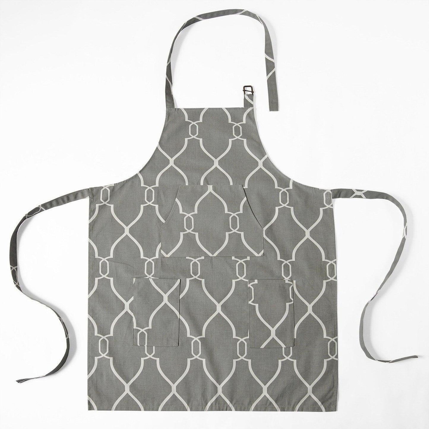 Aiden Grey Printed Cotton Apron - HalfPriceDrapes.com