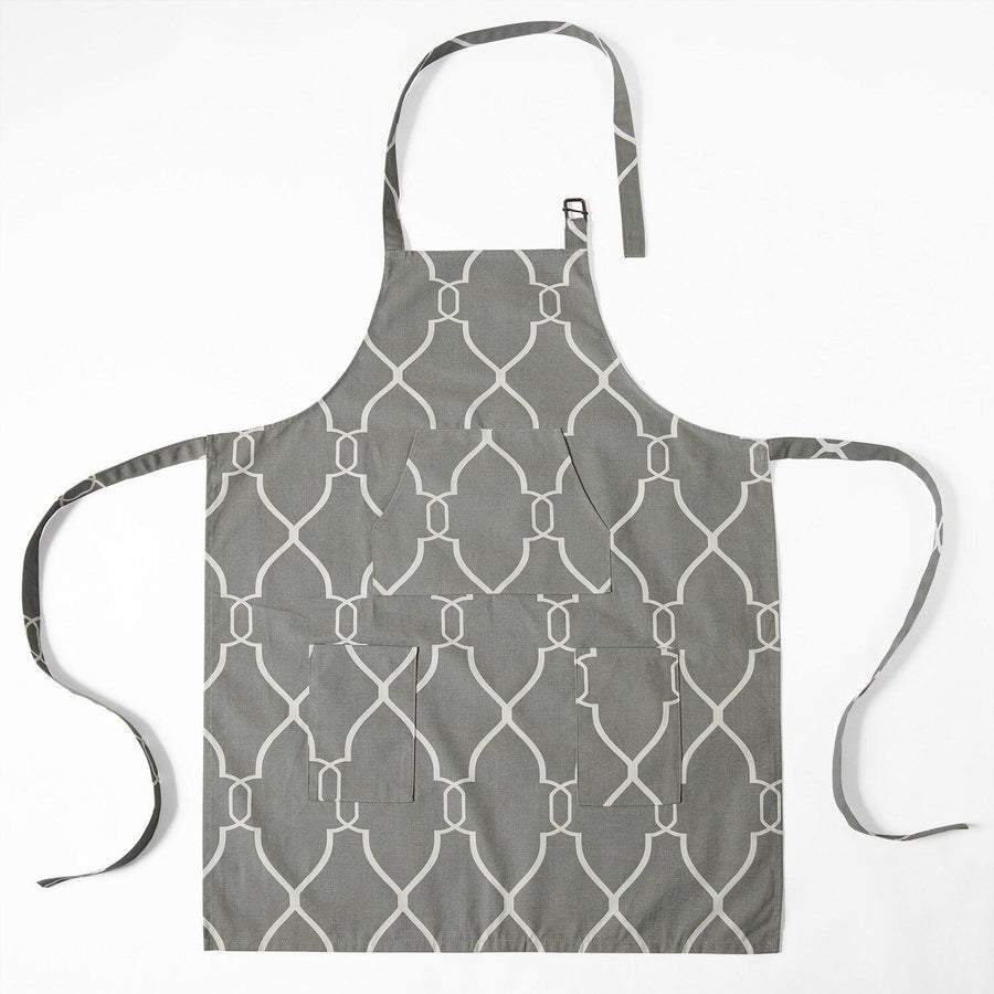 Aiden Grey Printed Cotton Apron - HalfPriceDrapes.com