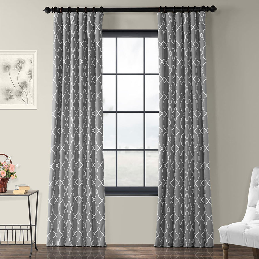Aiden Grey Printed Cotton Curtain