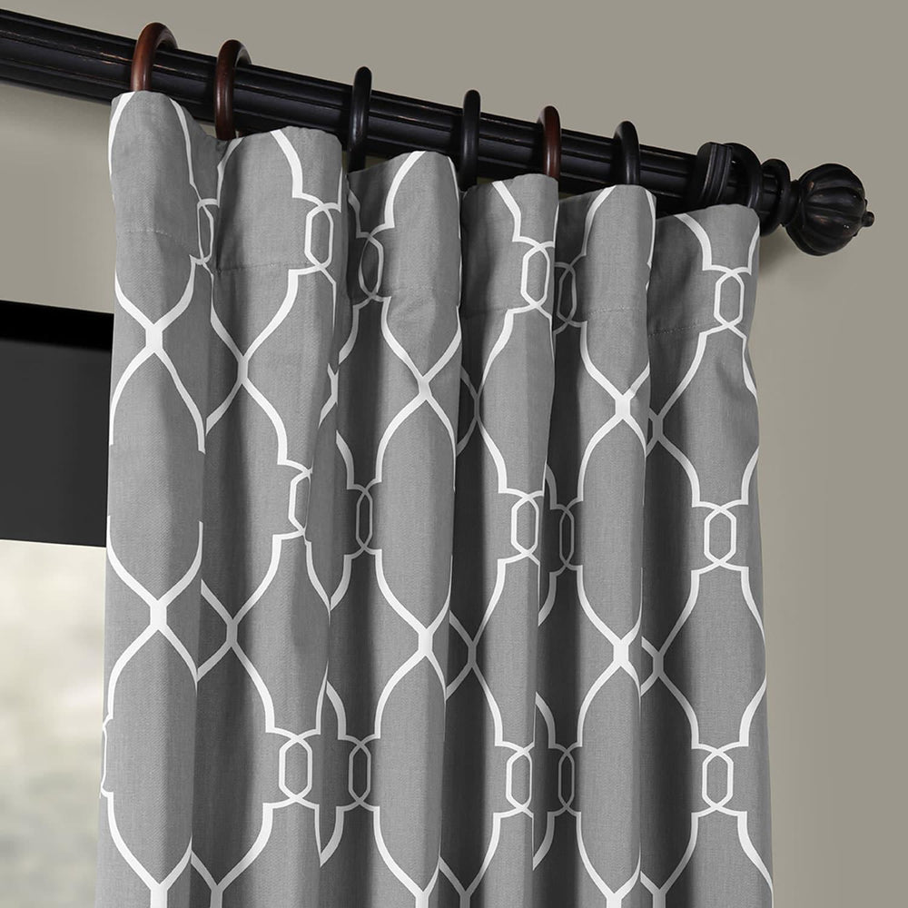 Aiden Grey Printed Cotton Curtain