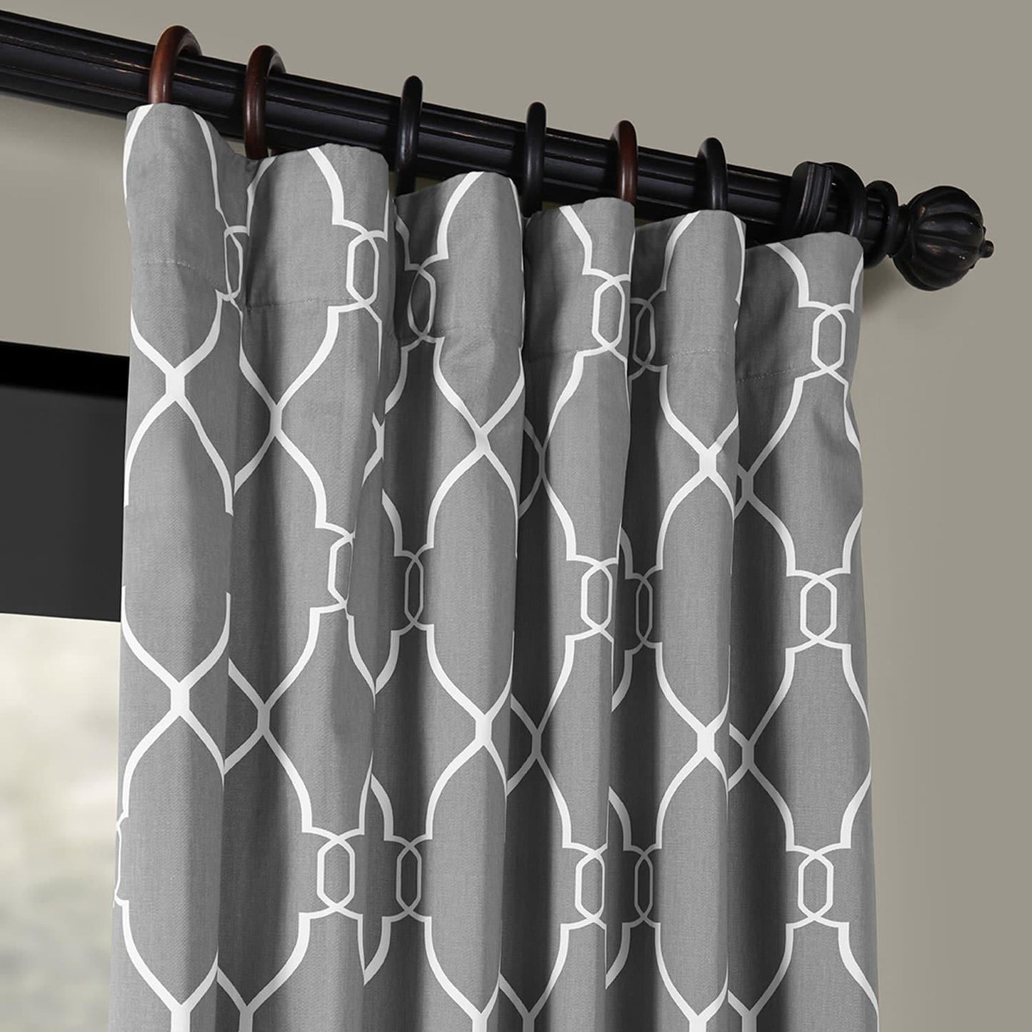 Aiden Grey Printed Cotton Curtain