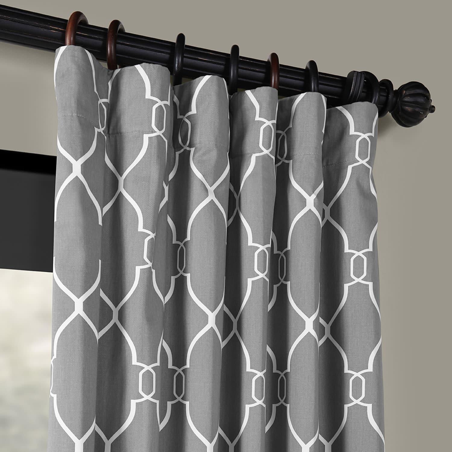 Aiden Grey Printed Cotton Curtain