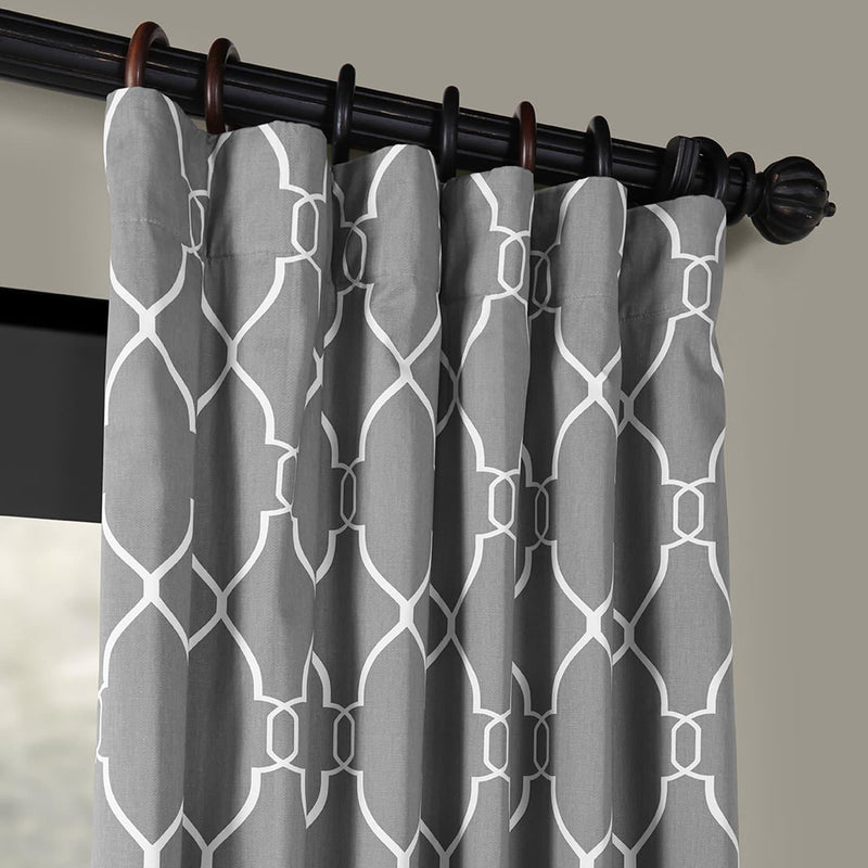 Aiden Grey Printed Cotton Curtain