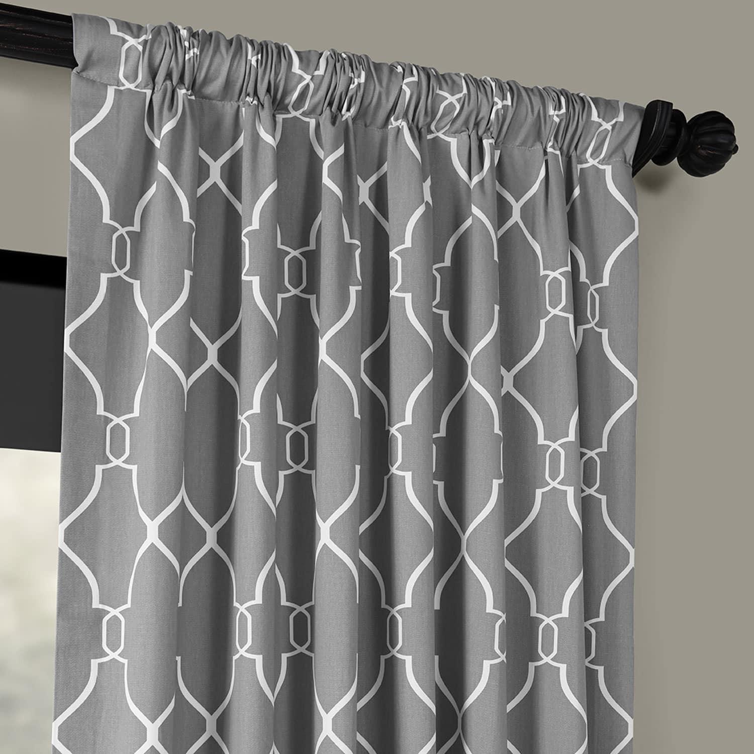 Aiden Grey Printed Cotton Curtain