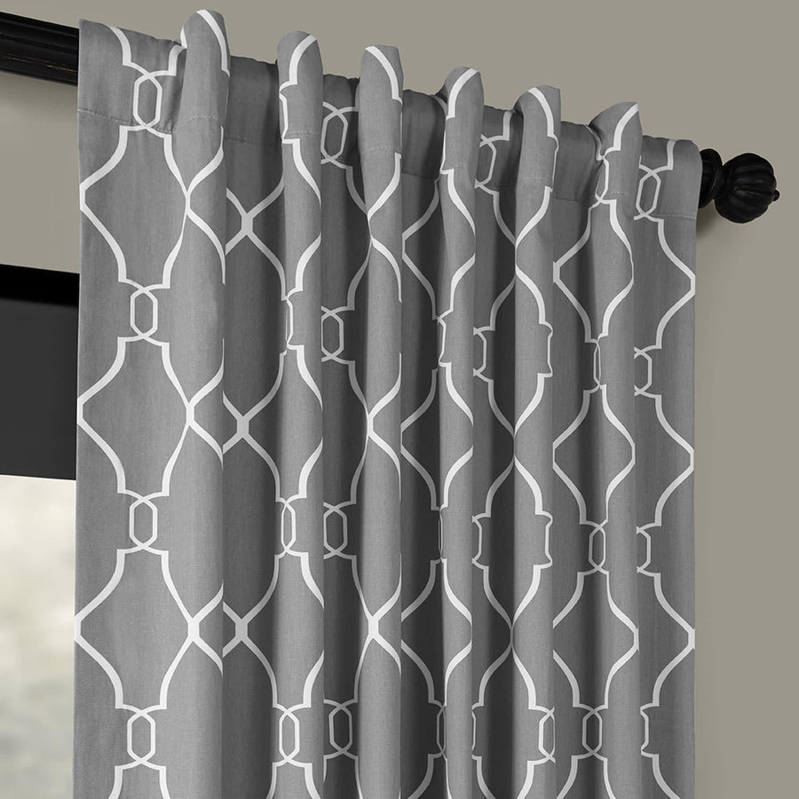 Aiden Grey Printed Cotton Curtain