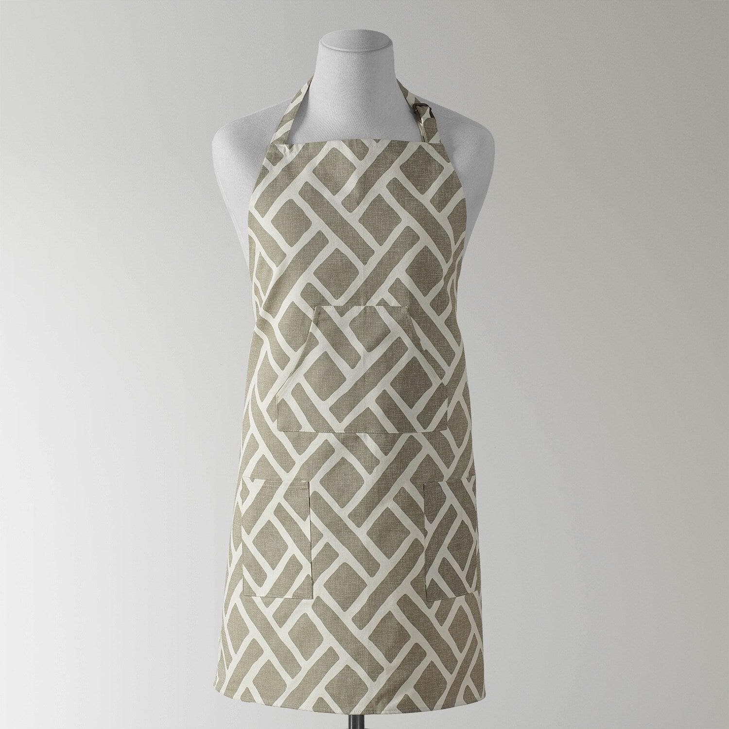 Martinique Taupe Printed Cotton Apron - HalfPriceDrapes.com