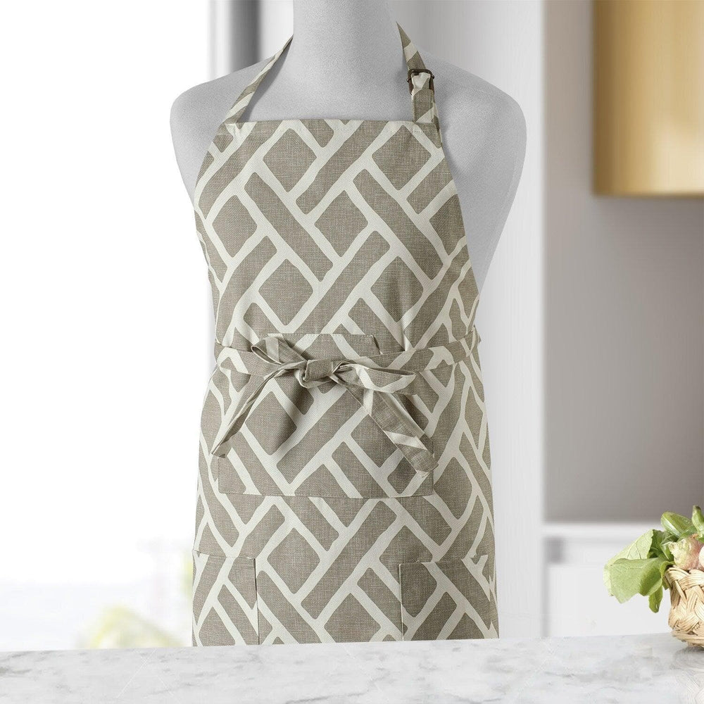 Martinique Taupe Printed Cotton Apron - HalfPriceDrapes.com