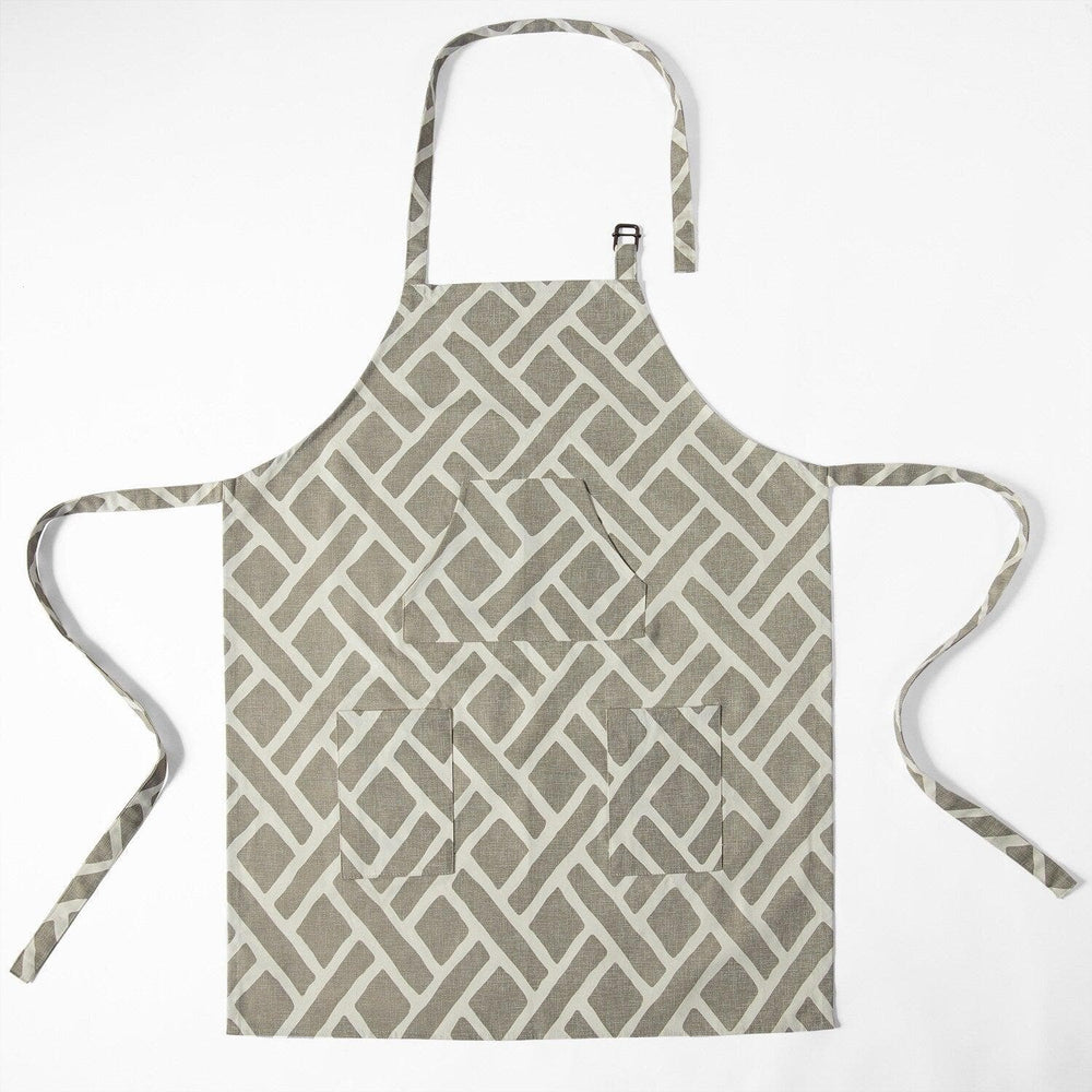 Martinique Taupe Printed Cotton Apron - HalfPriceDrapes.com