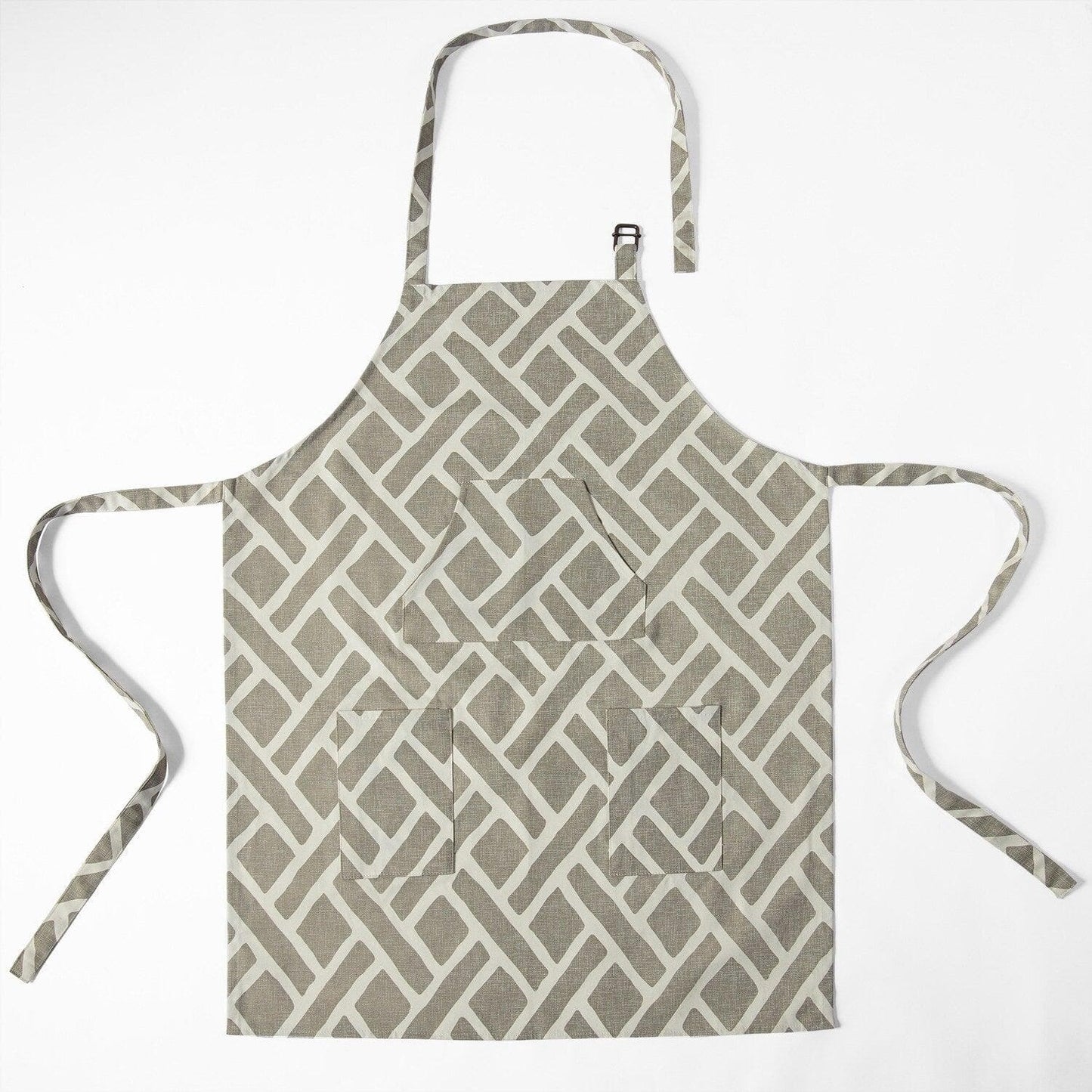 Martinique Taupe Printed Cotton Apron - HalfPriceDrapes.com