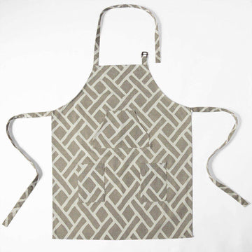 Martinique Taupe Printed Cotton Apron - HalfPriceDrapes.com