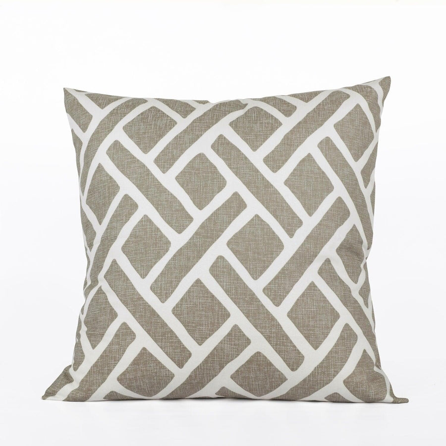 Martinique Taupe Printed Cotton Cushion Covers - Pair (2 pcs.)