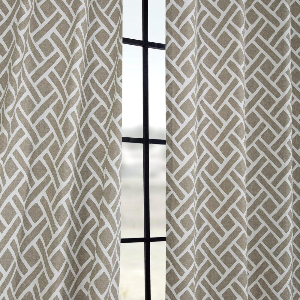 Martinique Taupe Printed Cotton Custom Curtain - HalfPriceDrapes.com