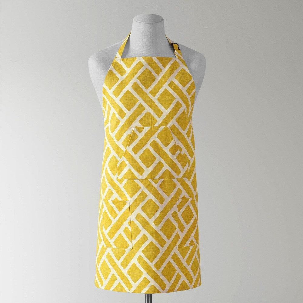Martinique Yellow Printed Cotton Apron - HalfPriceDrapes.com