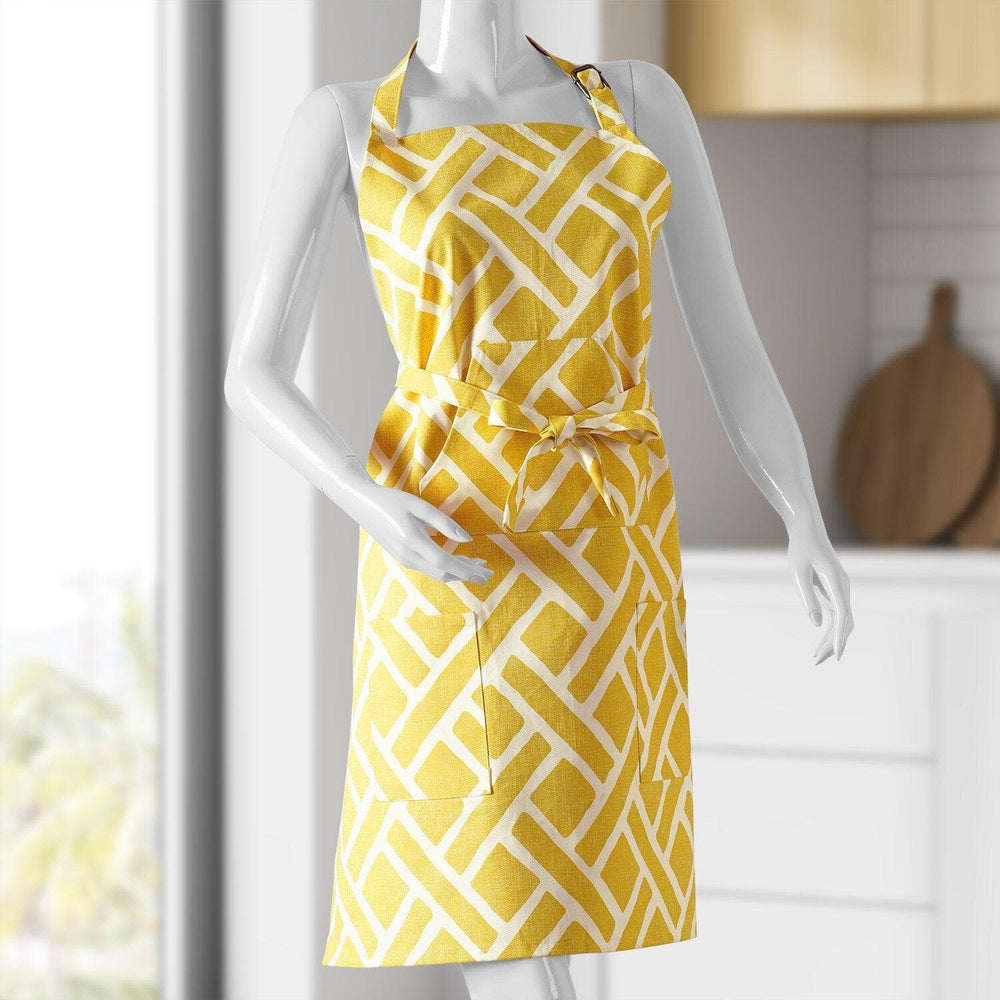 Martinique Yellow Printed Cotton Apron - HalfPriceDrapes.com