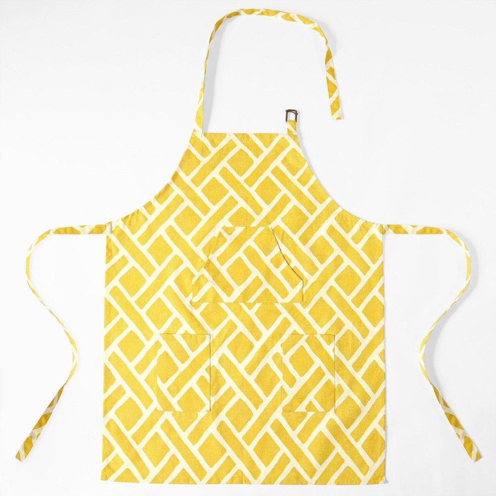 Martinique Yellow Printed Cotton Apron - HalfPriceDrapes.com