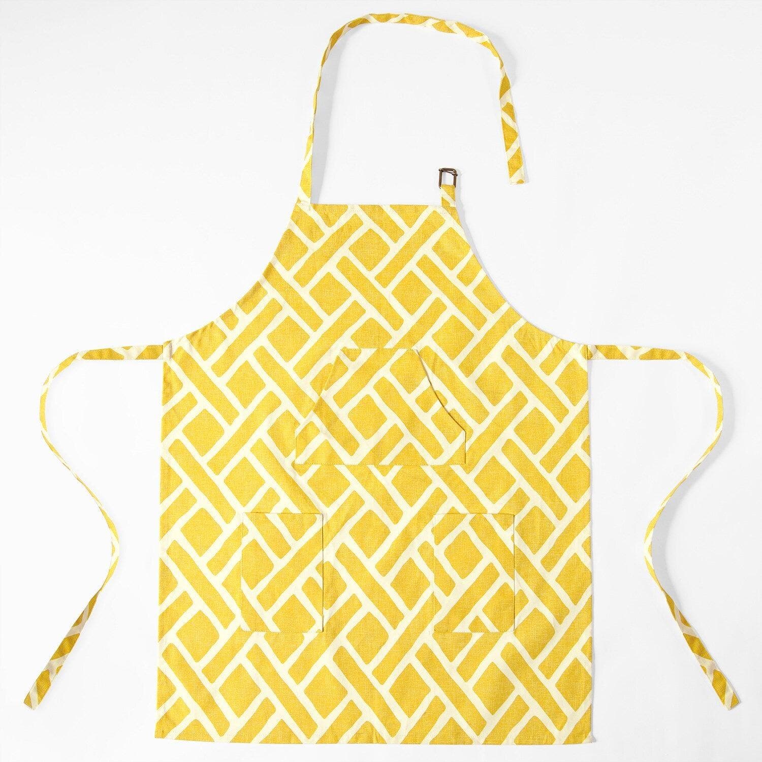 Martinique Yellow Printed Cotton Apron - HalfPriceDrapes.com