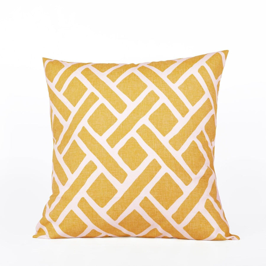 Martinique Yellow Printed Cotton Cushion Covers - Pair (2 pcs.)