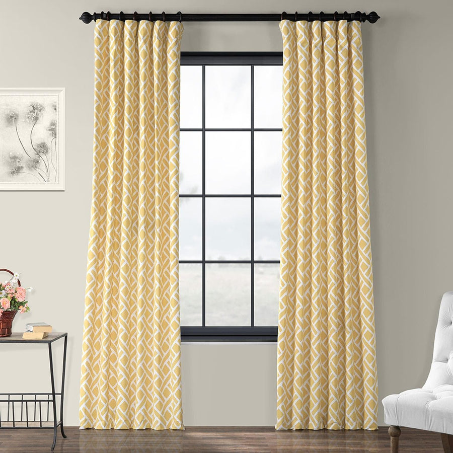 Martinique Yellow Printed Cotton Curtain