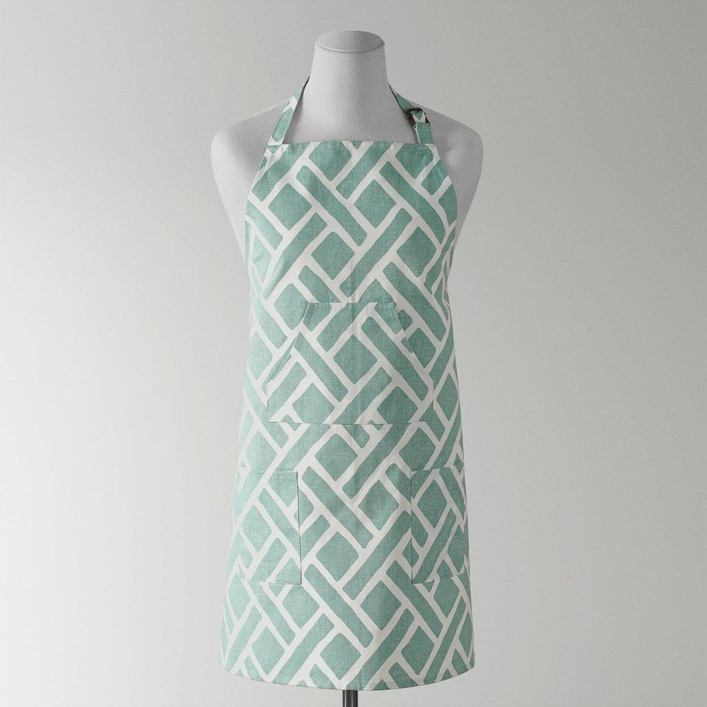 Martinique Aqua Printed Cotton Apron - HalfPriceDrapes.com