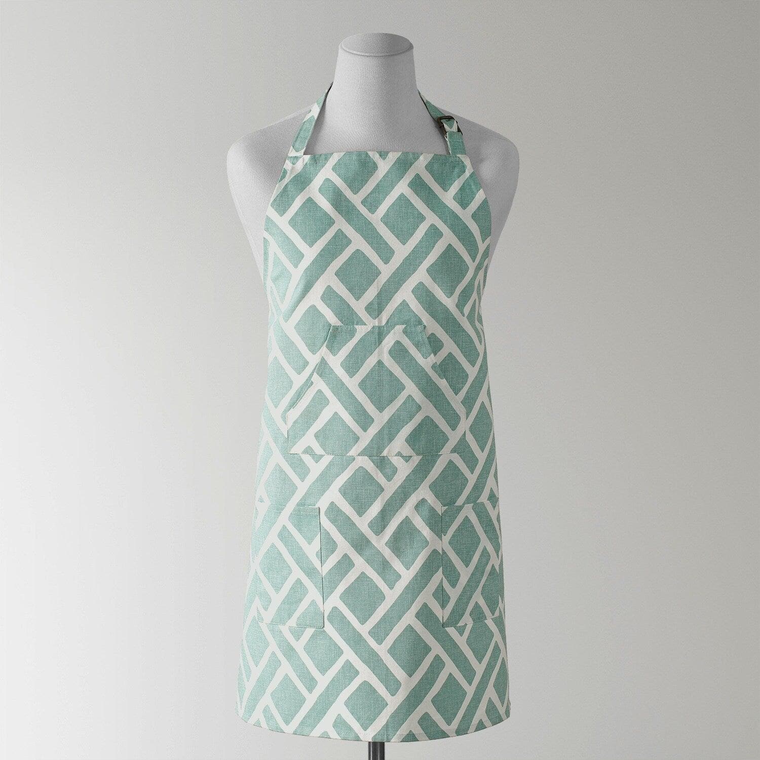 Martinique Aqua Printed Cotton Apron - HalfPriceDrapes.com